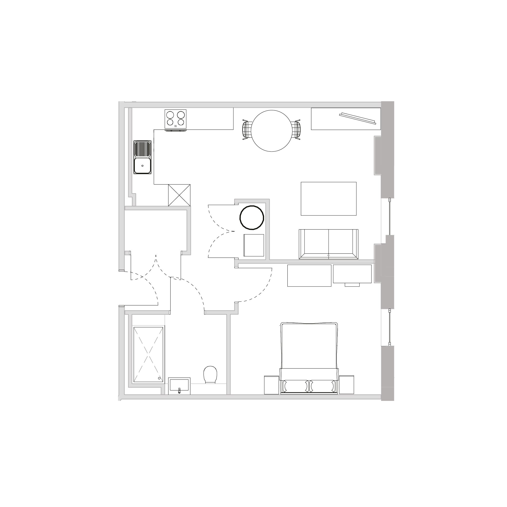 An illustration of the floor plan for a Type B apartment.
