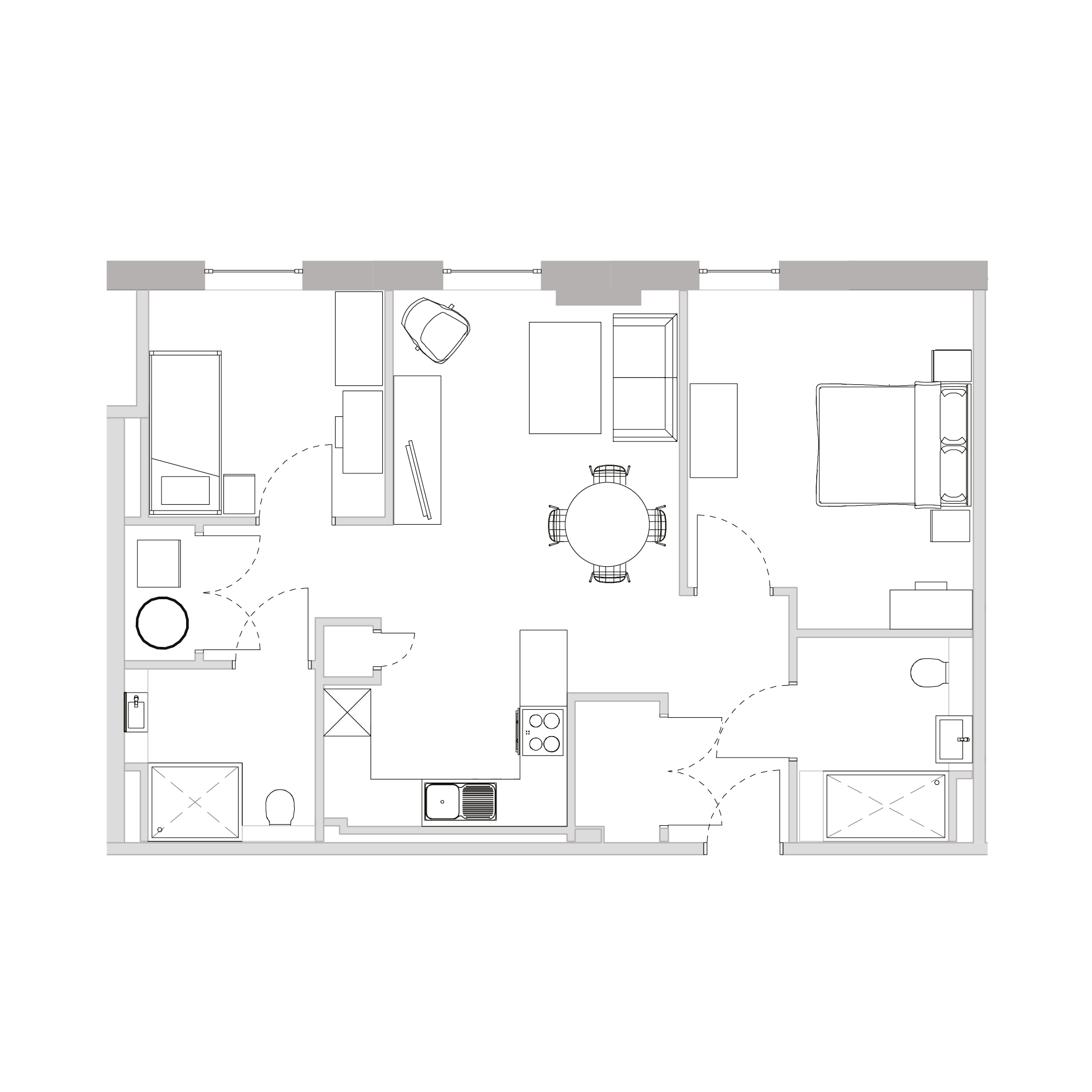 An illustration of the floor plan for a Type A apartment.