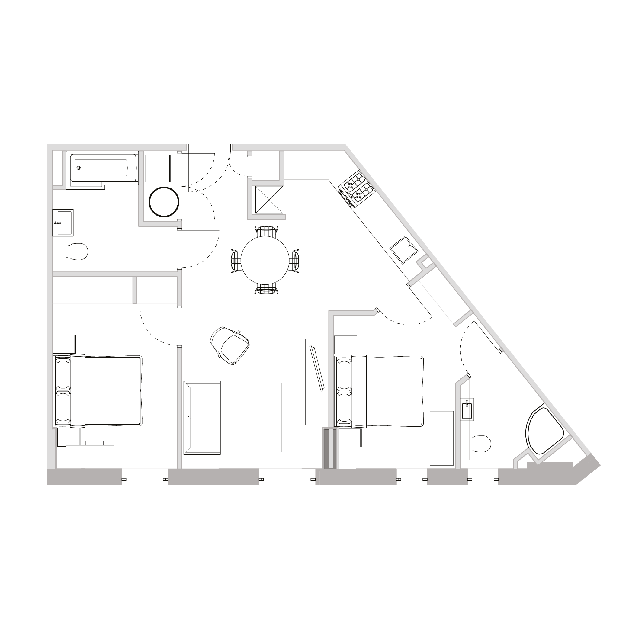 An illustration of the floor plan for a Type C apartment.