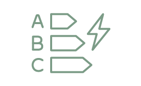 An icon showing the ABC levels of energy rating.