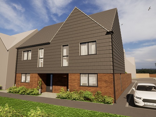 An image showing an artist's impression of the front of the Crossley property